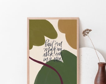 Tolkien citaat kunstprint: Keukendecoratie, Kook ze, stamp ze.