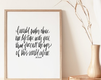 JRR Tolkien Love Quote Print: Literary Art, Book Lover Gift