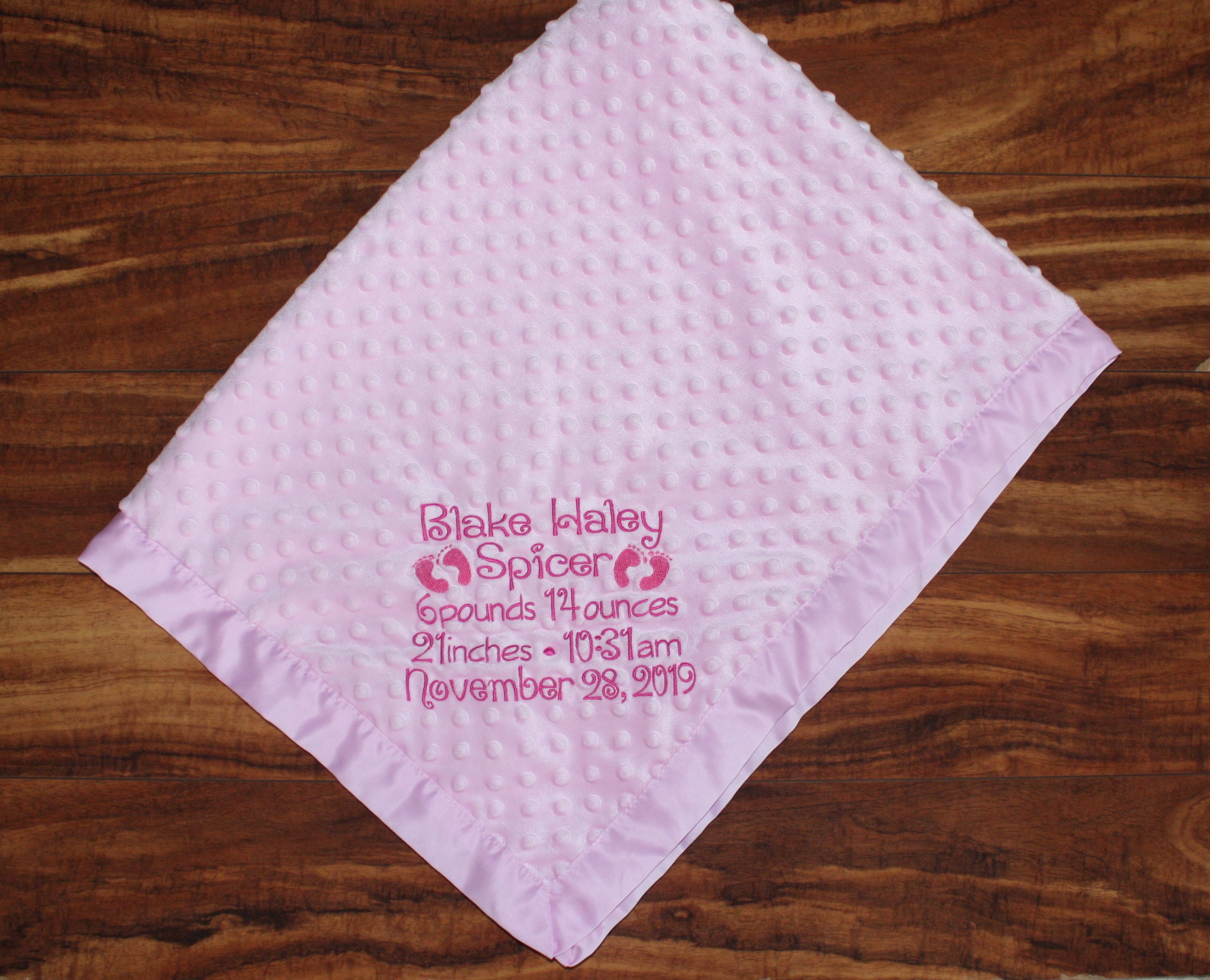 Baby Announcement blanket Embroidered baby blanket Birth Etsy