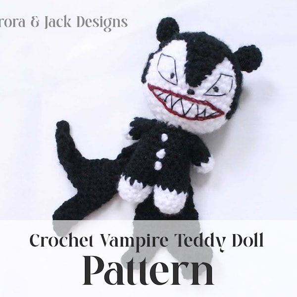 PATTERN / PDF Crochet Scary Vampire Teddy Doll Pattern / Handmade Halloween Plush / Stuffed Amigurumi Tutorial / Nightmare Christmas