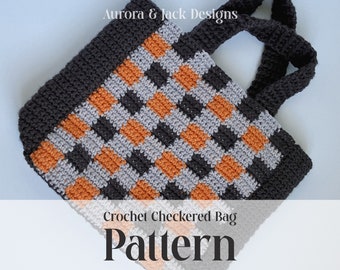 PATTERN / PDF Crochet Checkered Tote Bag Pattern / Handmade Bag / Purse Tutorial / Sewing How To