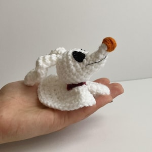 Zero The Ghost Dog Stuffed Toy / Nightmare Before Christmas Crochet / Handmade Halloween Plush Doll / White Red Black