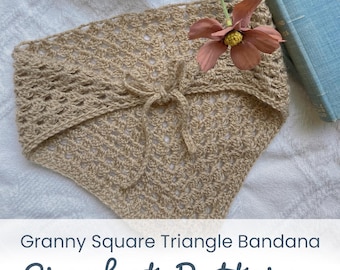 Crochet Granny Square Bandana Pattern / Handmade Hair Accessory / Tutorial / Headband Scarf
