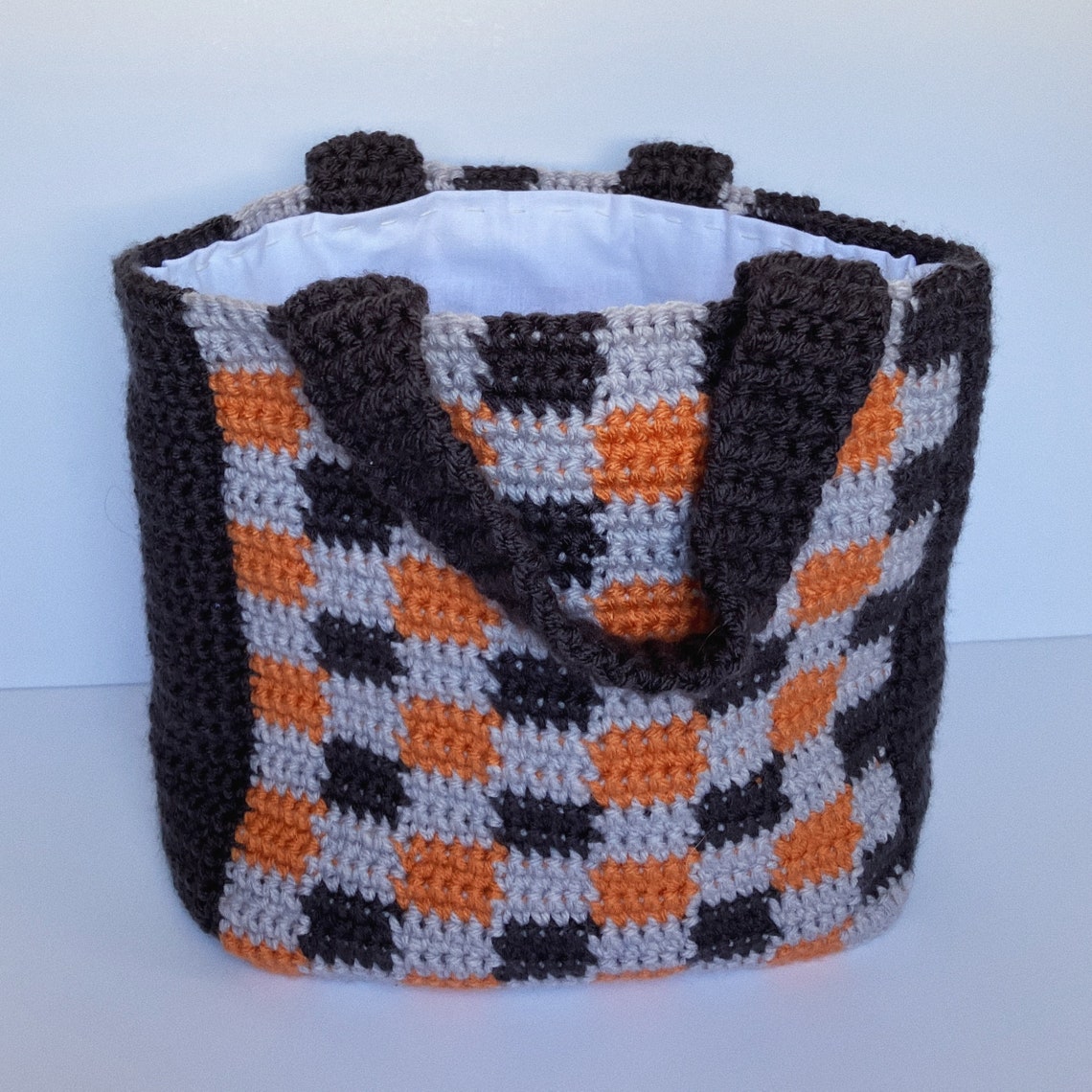 PATTERN / PDF Crochet Checkered Tote Bag Pattern / Handmade Etsy