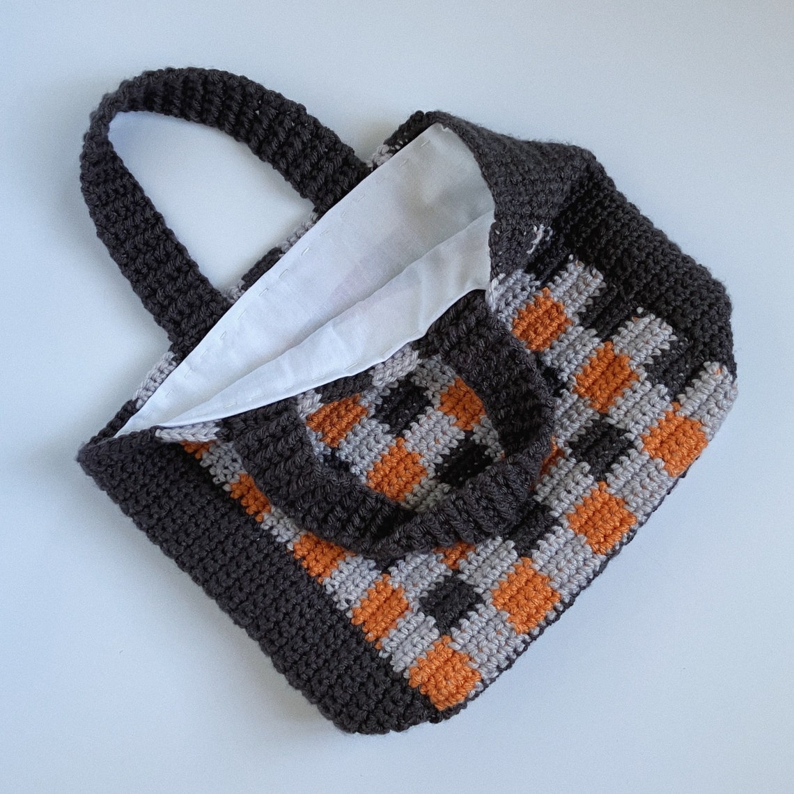 PATTERN / PDF Crochet Checkered Tote Bag Pattern / Handmade Etsy