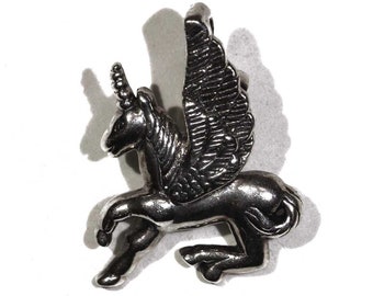 Vintage Unicorn Horse Fantasy Mythical Beast Sterling Equestrian Galloping Silver Pendant