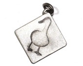 Vintage Quack Boi BOY Sterling Duck Goose Decoy Mother Goose Pintail Red Breasted Square Silver Pendant