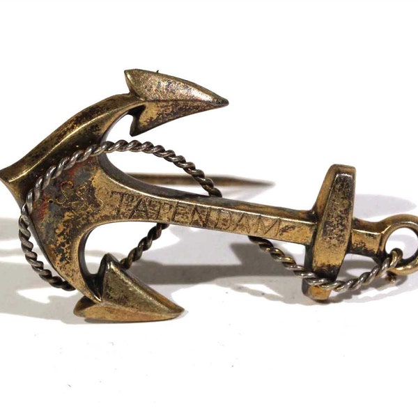 Vintage T. S. S. Statendam Gold Filled Gold Or Sterling Nautical Military Maritime Naval WWII Anchor And Rope Authentic Submarine Ship Pin