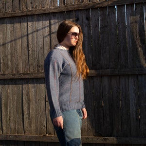 Vintage Boston Traders 100% Wool Muted Blue 4 Stripe Sweater Size M