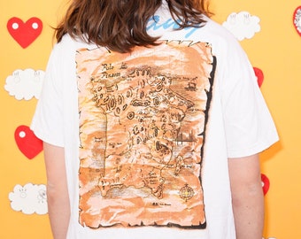 Vintage 90s Penang Visit Malaysia 95 Naturally More Penang Double Hit front and back map graphic tee shirt