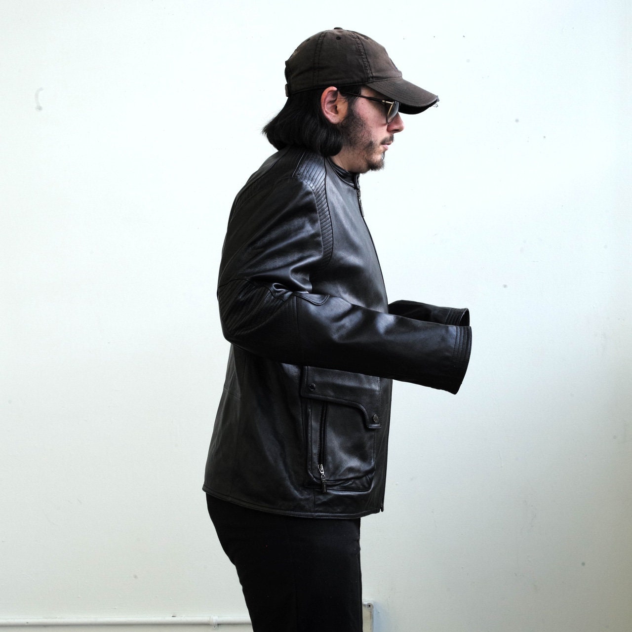 Vintage Sally John Soft Black Leather Motorcycle Zip up Leather Jacket Etsy
