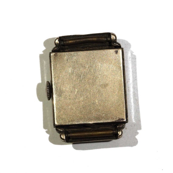 Vintage Avalon Watch Co Rose Gold Swiss Dial Square Tank Art Deco Step Up Senator Style Wristwatch 10k Rolled Gold Case