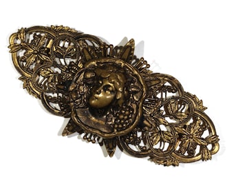 Antique Victorian Art Nouveau 3D Botanical Adam and Eve Lattice Floral Star Sash Belt Buckle