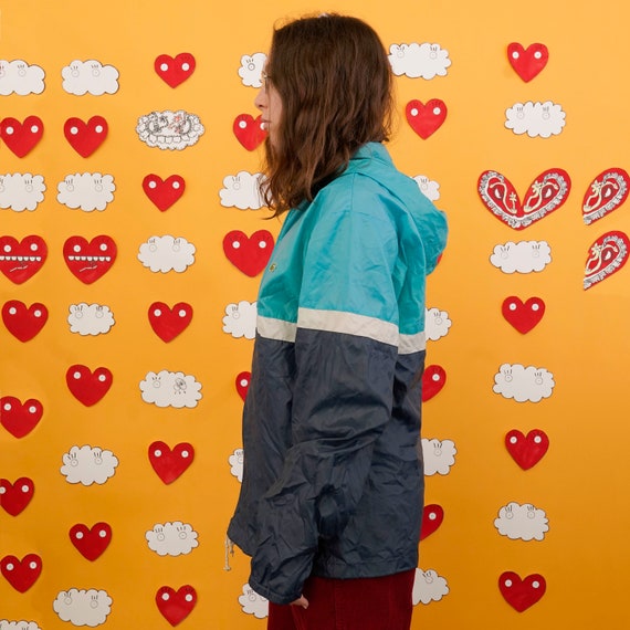 Vintage V80s IZOD Lacost Cyan White Navy Blue Green Alligator