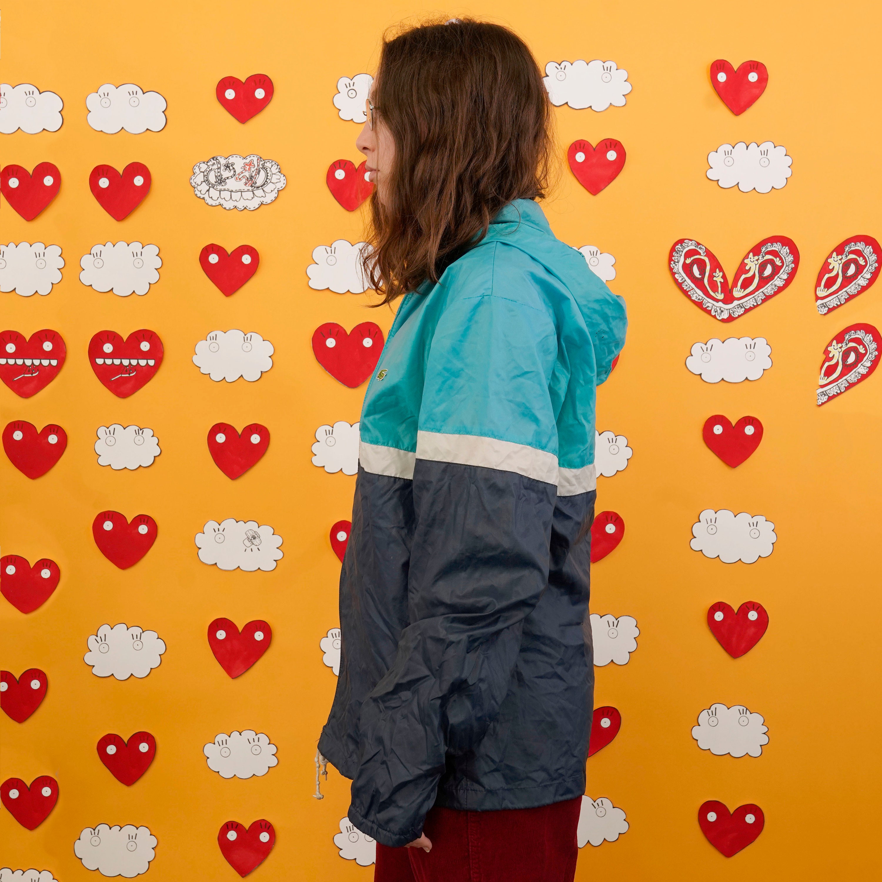 Vintage V80s IZOD Lacost Cyan White Navy Blue Green Alligator