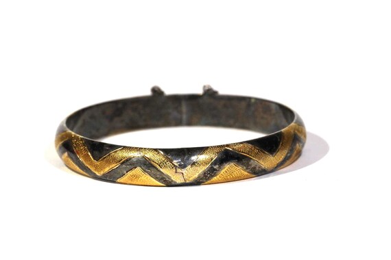 Vintage Avant Garde Gold And Toned Sterling Chevr… - image 1