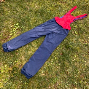 1984 CB Sports 80s Blue and Red Suspender Gore-Tex Ski Now Snowboard Pants
