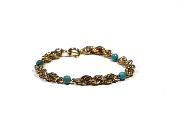 Vintage Gold Filled Blue Green Turquoise Or Cryso… - image 1