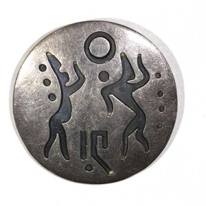 Vintage Los Castillo Abstract Club Disco Ball Dancing Thick Large Round Circle Disc Brooch Pin