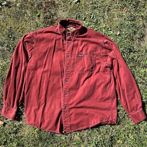 Y2K Harley Davidson Motorcycles Berry Maroon Oxblood Button Up Utilitarian Shirt