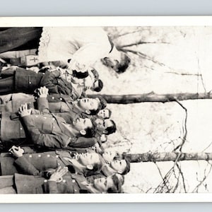 Vintage Outdoor Religious Service B.T.C. Greensboro North Carolina NC Military Soldiers Photo Postcard