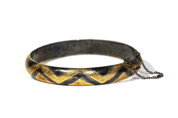 Vintage Avant Garde Gold And Toned Sterling Chevr… - image 2