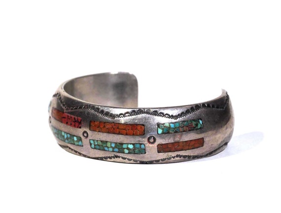 Rare Larger Vintage Native American Navajo Bird Turquoise Inlay Sterling Silver Bracelet Old Rare Larger Vintage Native American Navajo Bird Turquoise Inlay Sterling Silver Bracelet Old
