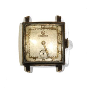 Vintage 1940s Helbros Watch Co Square Tank Swiss 17 Jewels Senator Style Case Mens Unisex Wristwatch - Working
