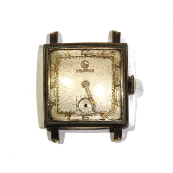 Vintage 1940s Helbros Watch Co Square Tank Swiss 17 Jewels Senator Style Case Mens Unisex Wristwatch - Working