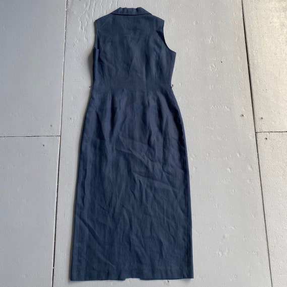 Vintage 1940s 40s Navy Blue Drop Down Maxi V Cut … - image 3