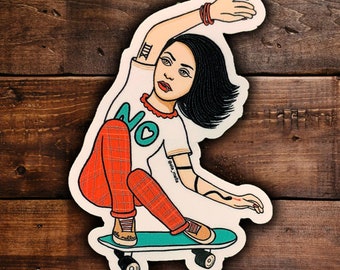 Lady Skateboard Aufkleber
