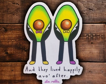 Happily Avo' After - Two Grooms - Wedding Avocado Sticker