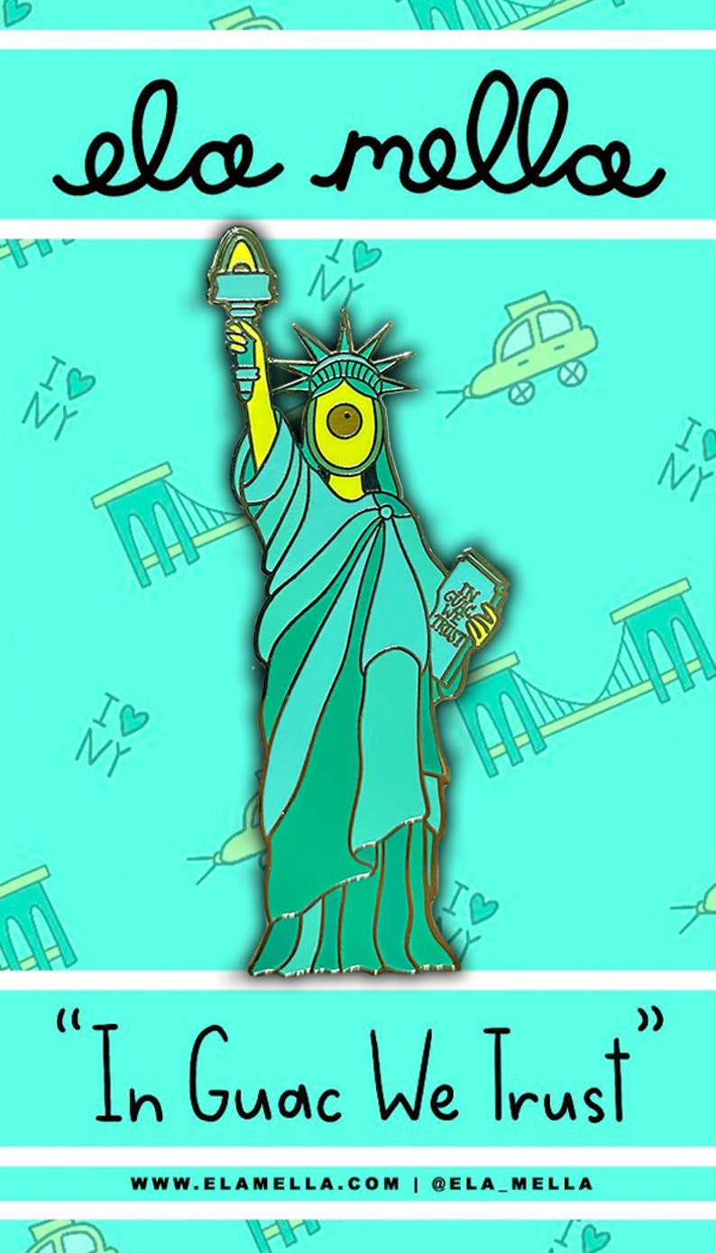 In Guac We Trust Avocado Statue of Liberty Enamel Pin image 1