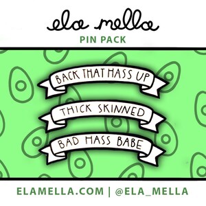 Avocado Caption Pins - 3 Pin Pack