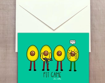 Pit Game - Avocado Squid Game Greeting Card