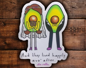 Happily Avo' After - Bride and Groom - Wedding Avocado Sticker