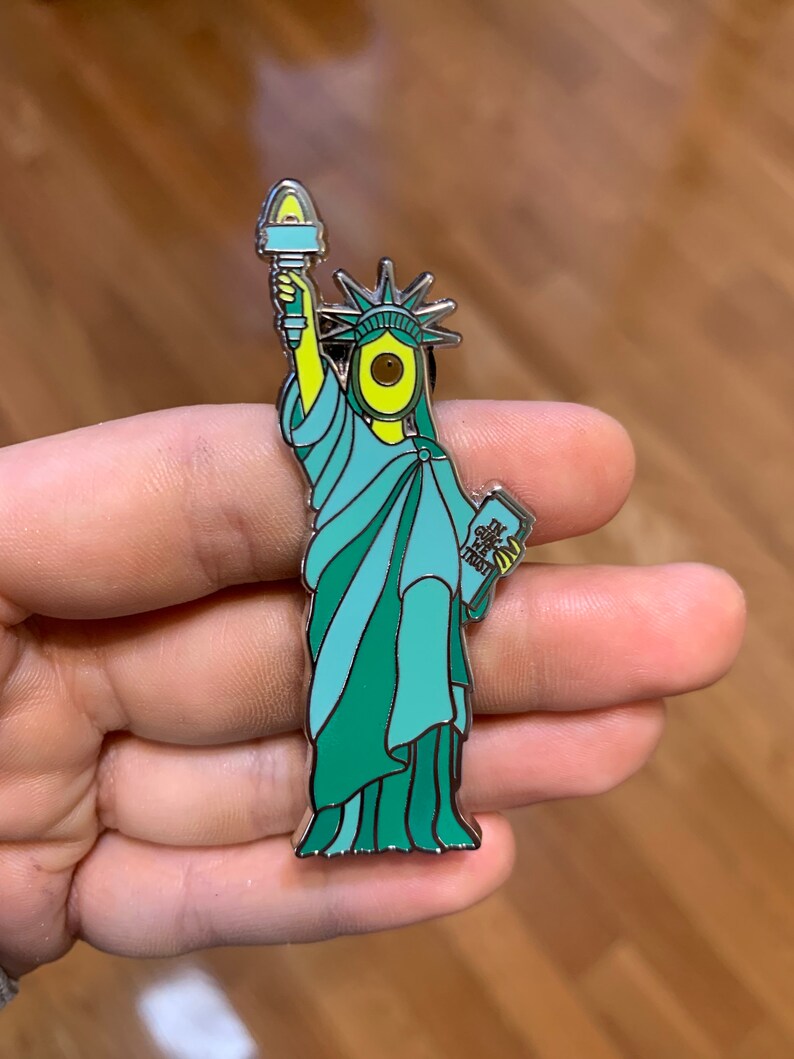 In Guac We Trust Avocado Statue of Liberty Enamel Pin image 2