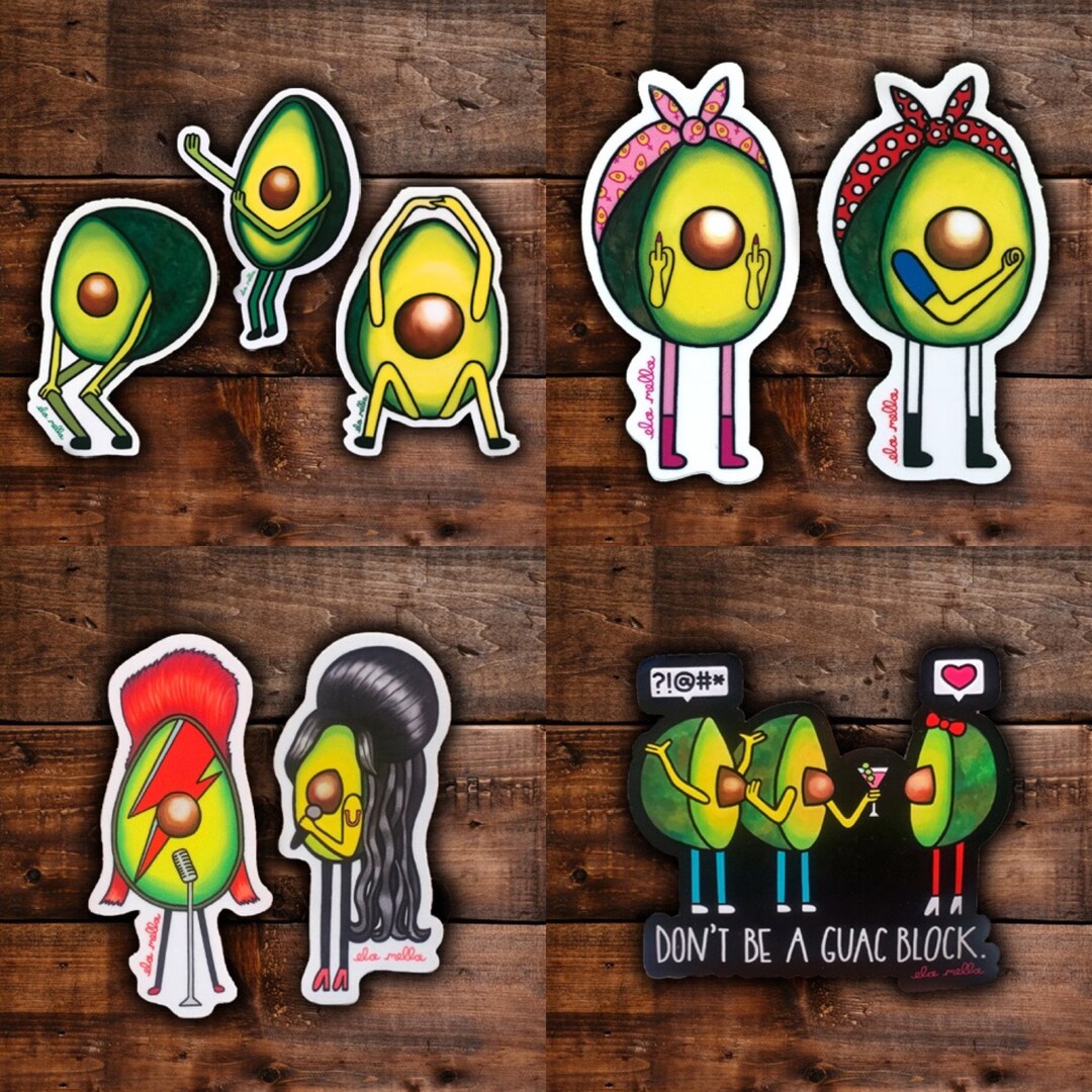 Avocado Dancing Sticker Avocado Sticker Variety Pack - 5 Stickers - Etsy