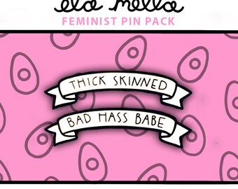 Avocado Feminist Caption  Pin Pack - 2 Pins