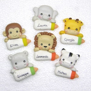 Magnets Baptism favors baby safari animals - birth favors - first birthday favors - baby boy