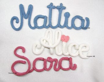 Nome in tricotin, scritta in tricotin per decorazione