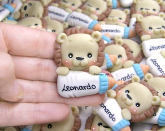 Imanes de león para bautizo de bebé, safari, león, recuerdos de nacimiento, primer cumpleaños, niño