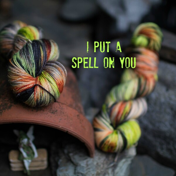 Trendy Sock Yarn, "I Put A Spell On You"  Handpainted Superwash Merino - 463 Yards