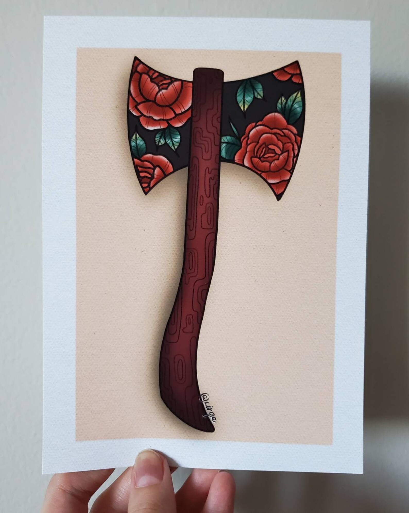 Rose Axe Art Print 5x7 Etsy