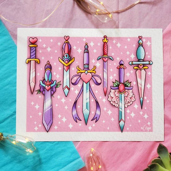 Mahou Shoujo Dagger Flash - Art Print (8.5"x11")