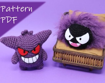 Gengar & Gastly amigurumi crochet pattern
