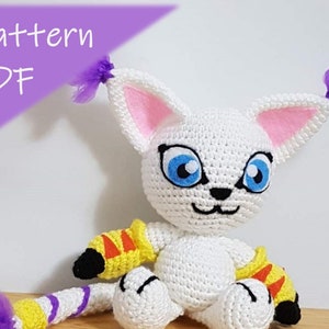 Gatomon / Tailmon Cuddle size Amigurumi Crochet Pattern