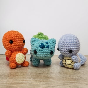 Pokemon inspired Bulbasaur Charmander Squirtle amigurumi - ORDER MADE