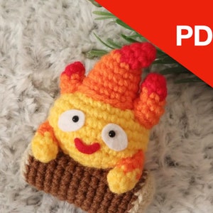 Calcifer on a log Amigurumi Pattern
