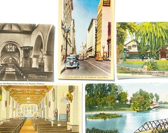 Vintage Los Angeles Postcard Set: California Churches & Hollenbeck Park